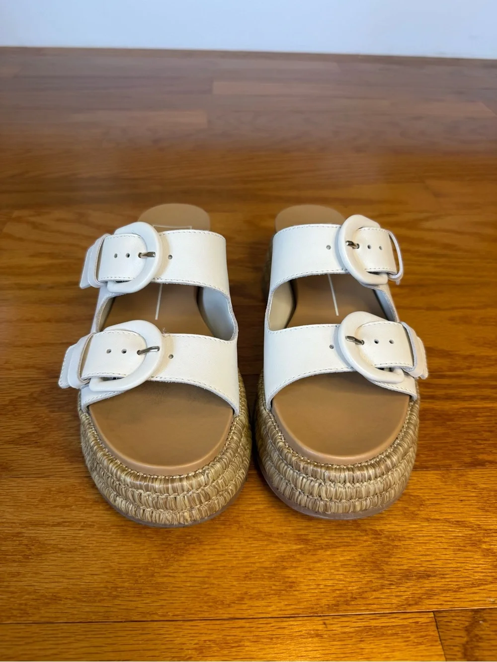 Dolce Vita Witny White Leather Espadrille Platform Buckle Sandals 6⁠